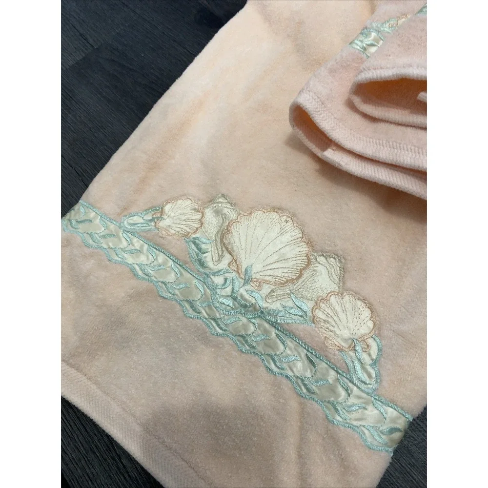 Vintage JC penny towel Set Coastal Shells 1980's New!